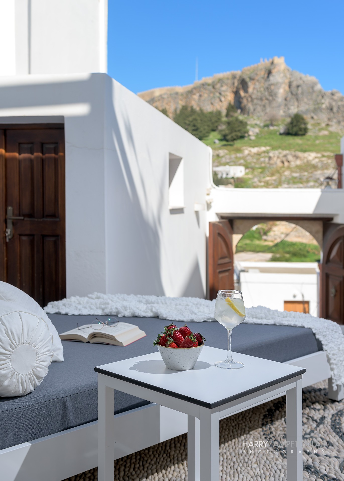 Yard-1 Panthea Valasia Boutique Villa -Lindos - Harry Zampetoulas Villa Photography 