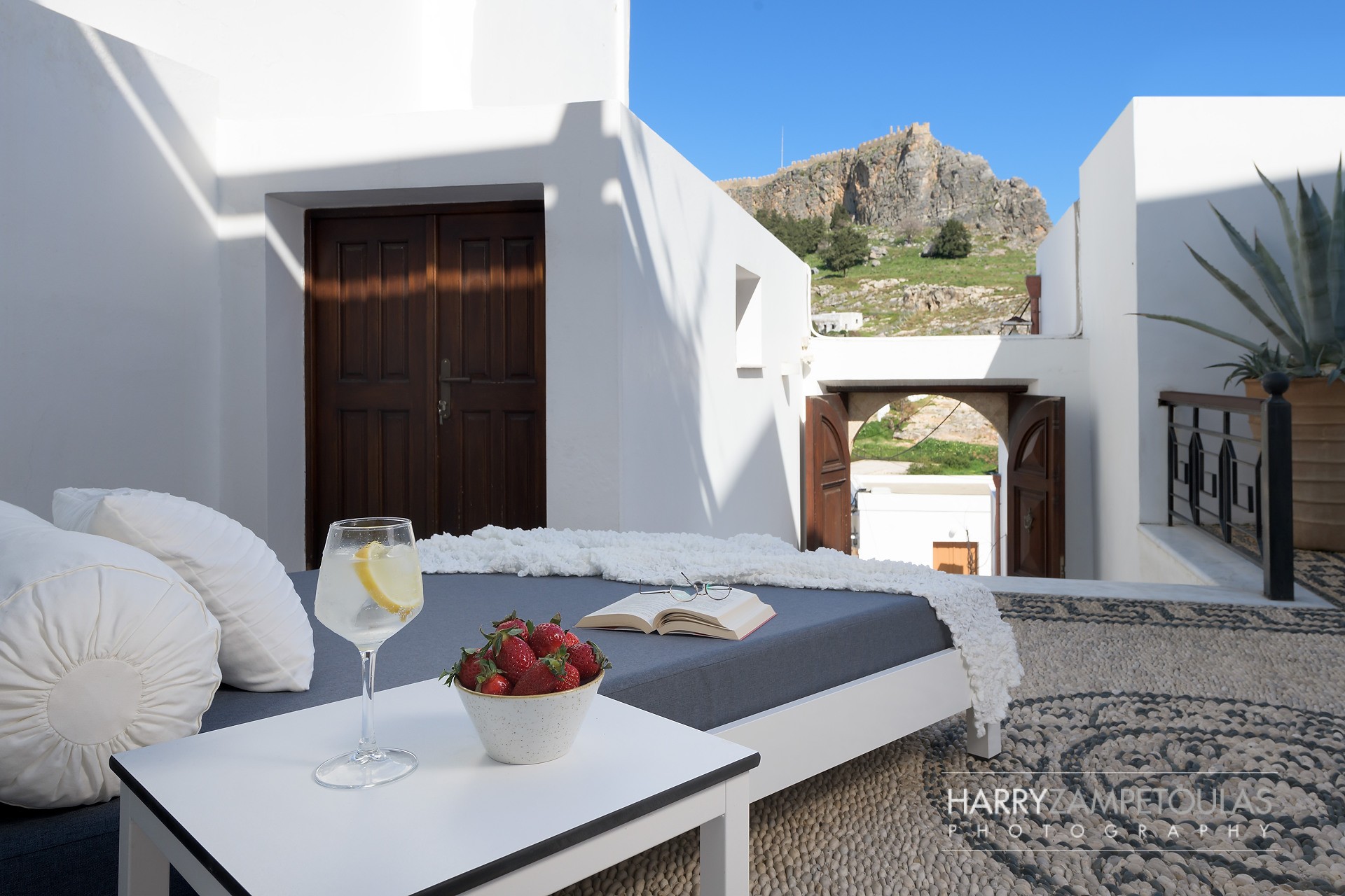 Yard-2 Panthea Valasia Boutique Villa -Lindos - Harry Zampetoulas Villa Photography 