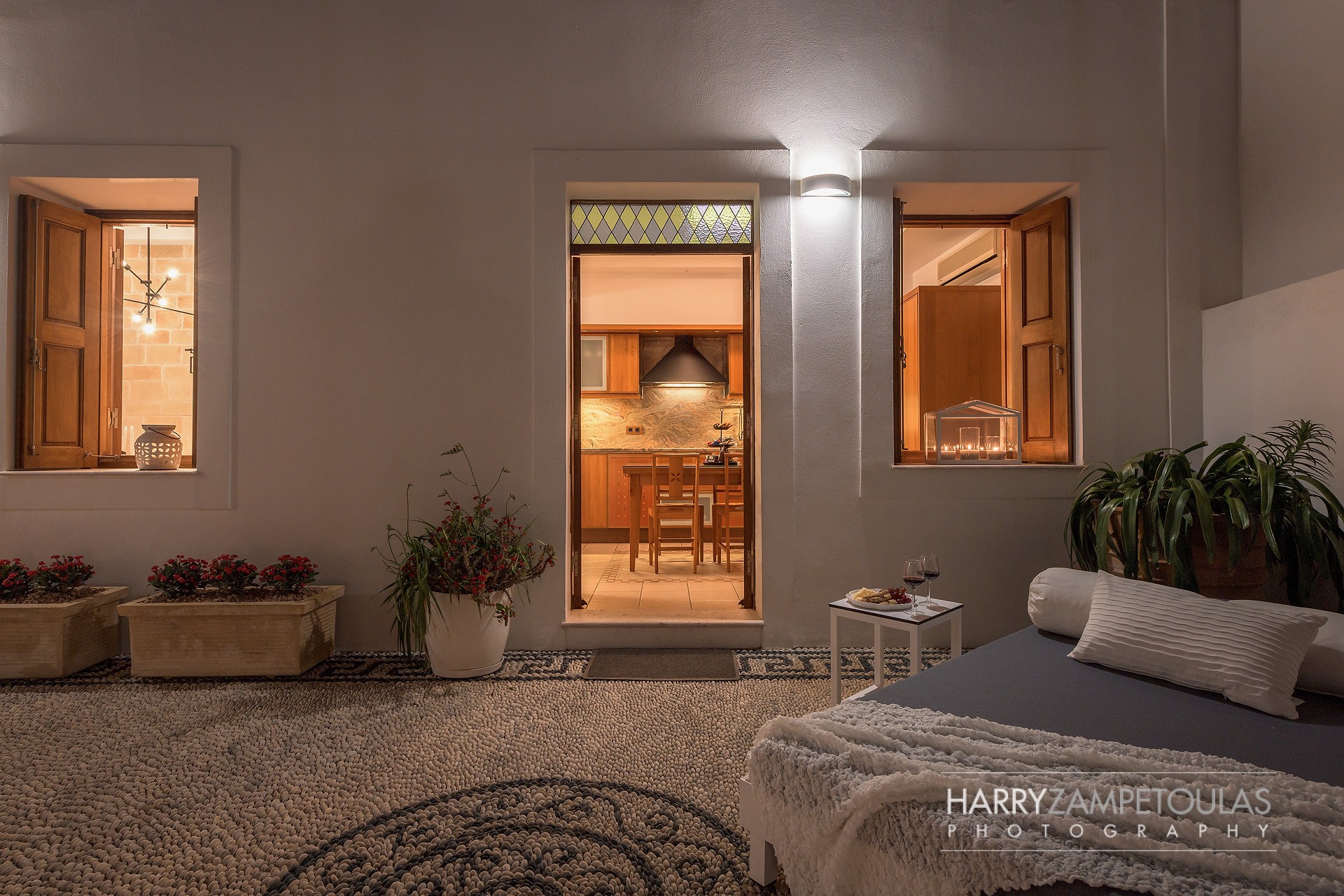 Yard-Night-6 Panthea Valasia Boutique Villa -Lindos - Harry Zampetoulas Villa Photography 